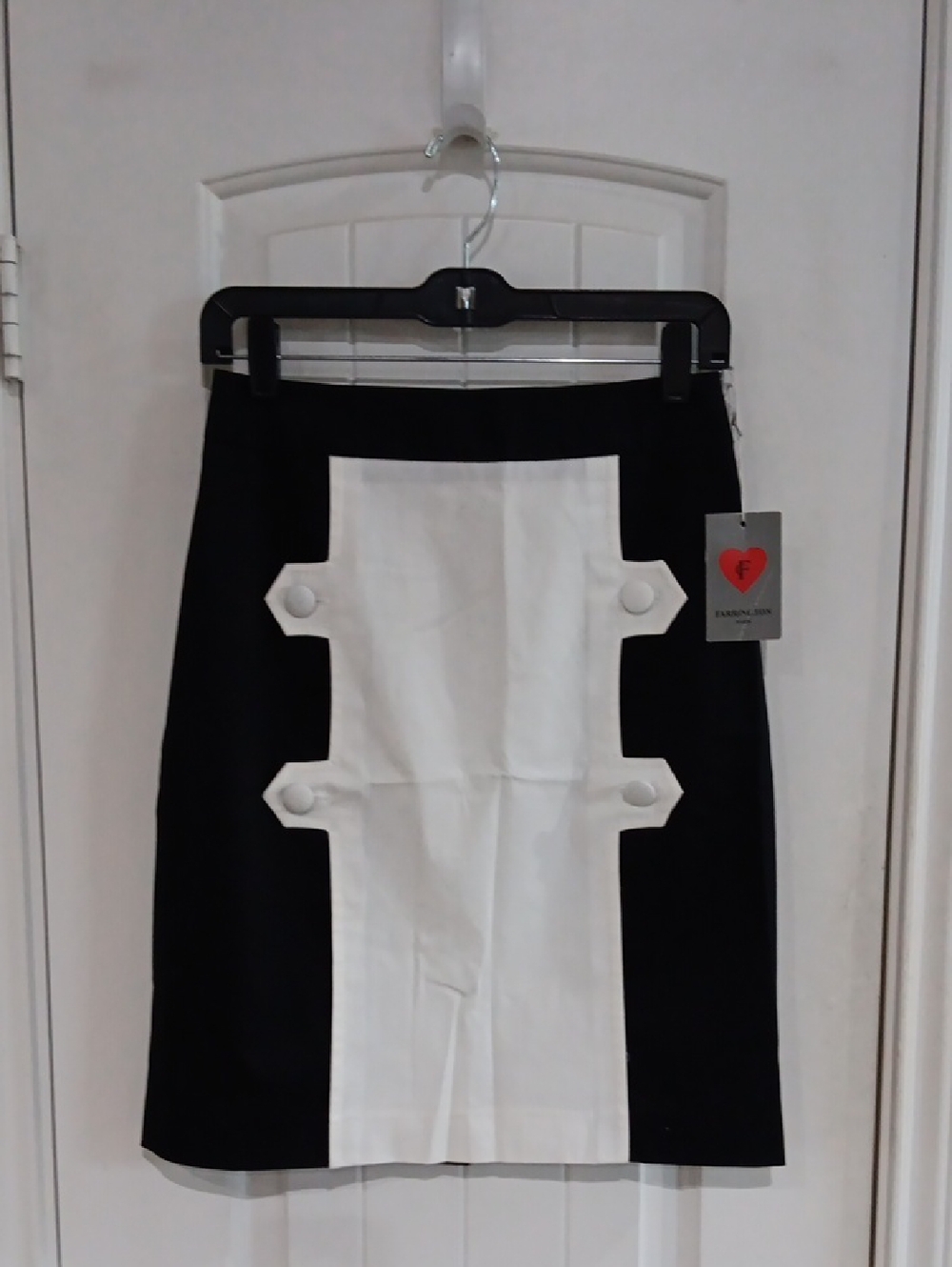 FARRINGTON PARIS Gisel Colorblock Button Apron Front Pencil Skirt NWT